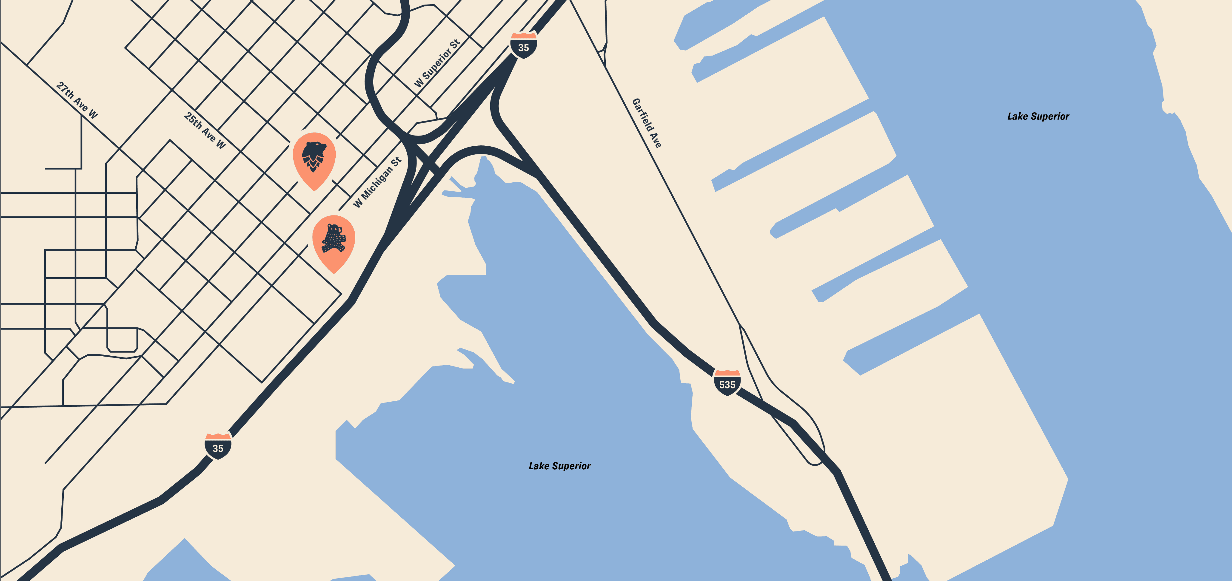 Map showing Ursa Minor Brewing locations